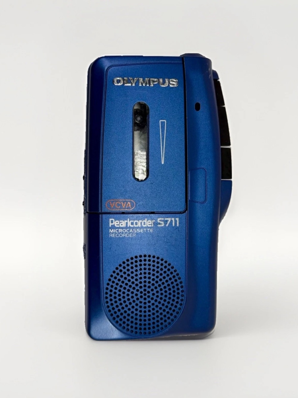 Olympus Pearlcorder S711 Micro-cassette Voice Recorder Blue FOR PARTS ONLY
